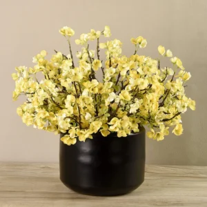 Artificial Blossom Spray in Black Vase