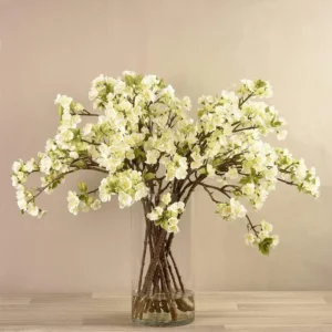Artificial Blossom Spray in Glass Vase